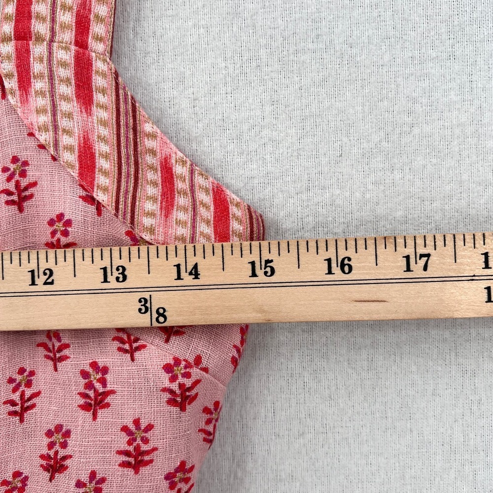 FAHERTY Gracie Linen Maxi Dress Women XS Pink Ikat Print Cotton Sleeveless Boho - Picture 16 of 16